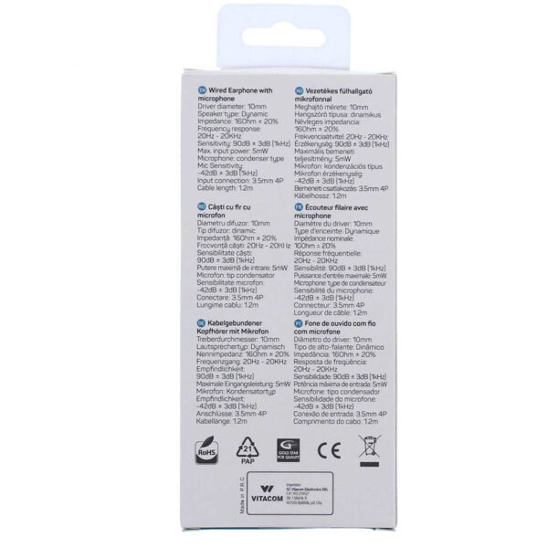 Ακουστικό με μικρόφωνο EP301BK μαύρο Well EARPHONE-EP301BK-WL - Image 3