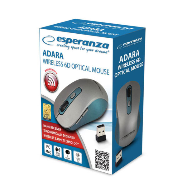 Ασύρματο Ποντίκι Adara 2.4Ghz 800-1600 Dpi μπλε/ασημί EM131B - Image 3