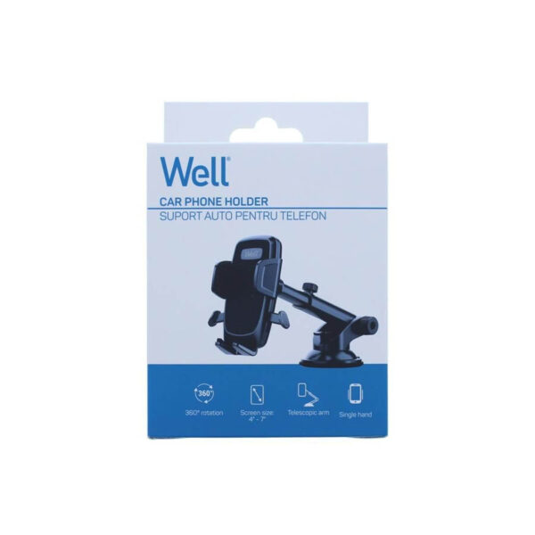 Βάση Στήριξης Αυτοκινήτου με βεντούζα για Smartphone Well MOUNT-CAR-SCA07-WL - Image 4