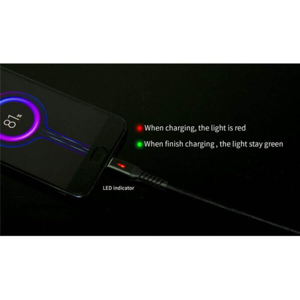Καλώδιο 3A USB 2.0 σε Type-C Φόρτισης - Data με ένδειξη φόρτισης 1m Μαύρο Well CABLE-USB/USBC-1BK04- - Image 3