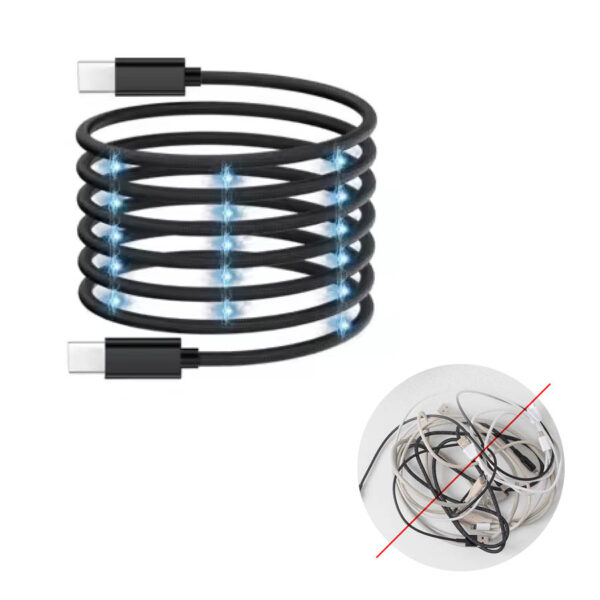 Καλώδιο Type-C σε USB-C Φόρτισης - Data Magnetic 1m 3A 60W Μαύρο Well CABLE-USBC/USBC-1BK07-WL - Image 2