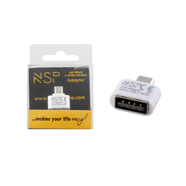Μετατροπέας USB 2.0 OTG 2.4A FEMALE ΣΕ MICRO USB MALE WHITE NSP - Image 2