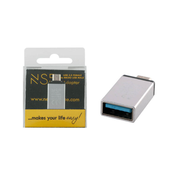 Μετατροπέας USB 3.0 OTG 2.4A FEMALE ΣΕ MICRO USB MALE SILVER NSP - Image 2