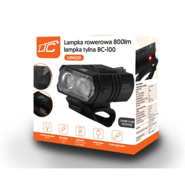 Σετ φώτα ποδηλάτου μπροστά-πίσω 800LM BC-100 LXM220 - Image 4