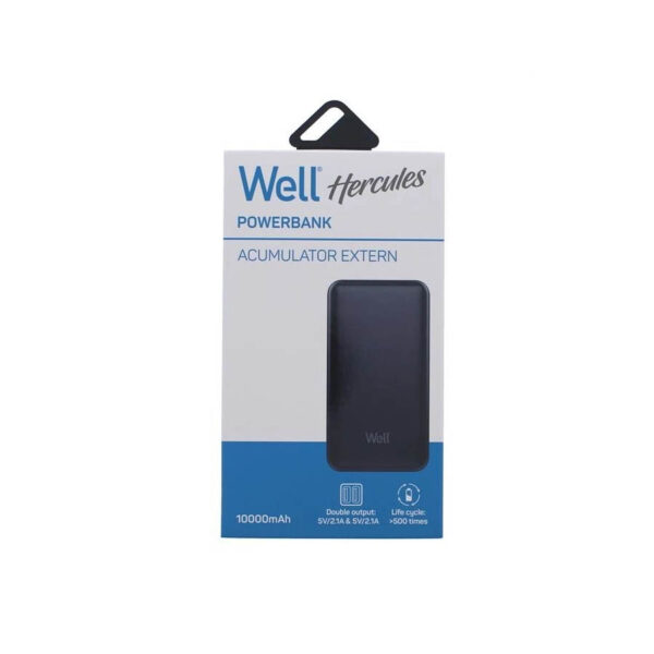 Φορητός Φορτιστής Hercules 10000mA μαύρος Well PBANK-HERCULES100BK-WL - Image 3